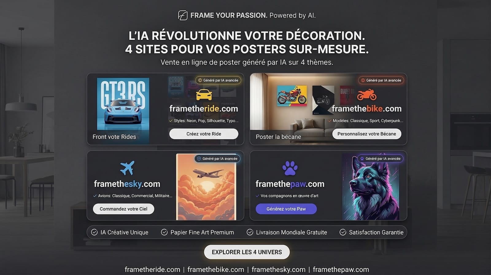 Frame Editions — Ecommerce de poster sur 4 thèmes